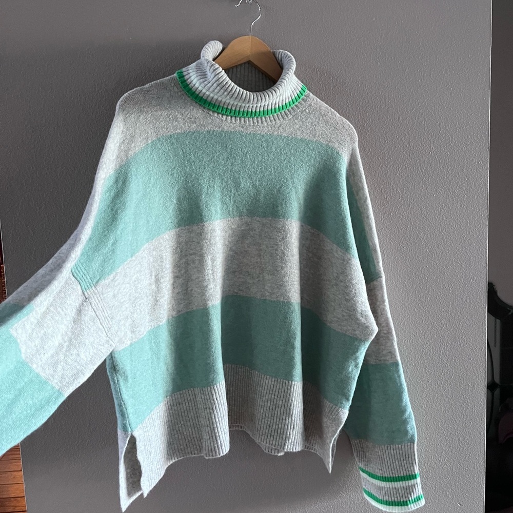 J Crew Striped Turtleneck Sweater in Supersoft Yarn